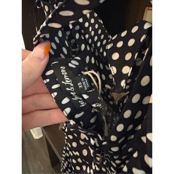 NWT For Love & Lemons Beth Black & White Polka Dot Midi Dress Size XS - Picture 9 of 10